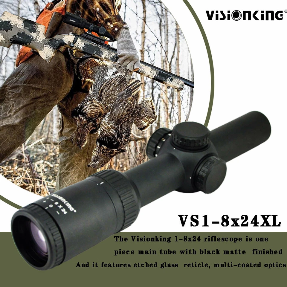 Visionking 1-8x24 Rifle Scope Military Tactical Hunting Shooting Sight 30 MM - Image 3 of 4
