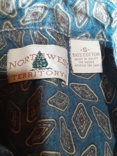 Northwest Territory Herren Flanellhemd - blau mit Raute, - Größe S Knopf - Bild 3 von 6