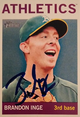 Brandon Inge Signed 2013 Topps Heritage -#394 Oakland Athletics COA 09 ALL STAR 