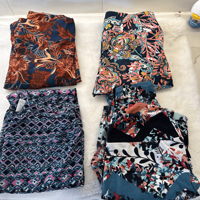 LuLa Roe Leggings One Size OS multi prints  Lot Of 4