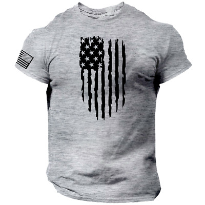 USA Distressed Flag Men T Shirt Patriotic American Tee S - 2XL