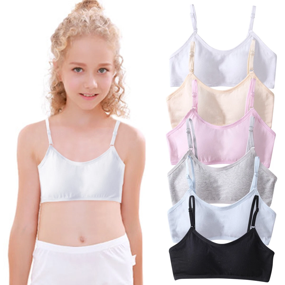 Kids Girls Underwear Sport Training Tank Cotton Puberty Teenage Breathable  Bras