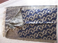 Brocade Silk Shawl Vintage Gold Black