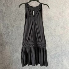 Ramy Brook Mini Dress Black Halter Lattice Grommet Womens Size XS Witchy Goth