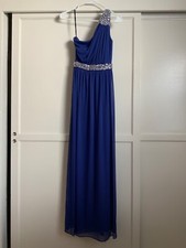 royal blue and silver one shoulder long prom dress size 3