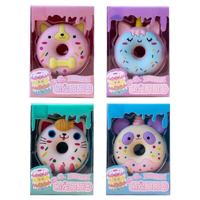 Neu im Karton XXLarge Kawaii niedliches Tier Donut Radiergummi/Gummi Panda, Hund, Katze, Einhorn