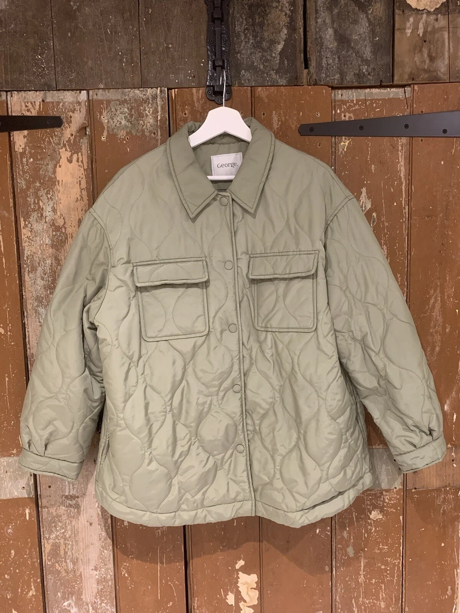 George Women s Olive Green Quilted Jacket Coat Size Large UK 16 18