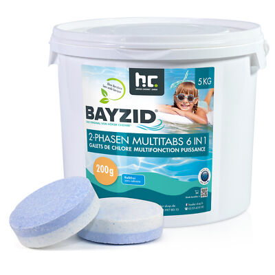 5 kg BAYZID  2-Phasen-Multitabs 200g 6in1 Chlortabletten Chlor Tabs für Pools