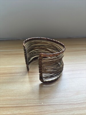 Boho Chic Gold Braid Cuff Bracelet Adjustable Open Bangle