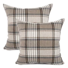 Set of 2 Farmhouse Plaid Decorative Pillow Cases Retro Plaid Pillow Covers 18X18