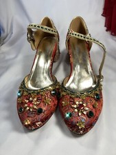 India Wedding Shoes Jeweled Colorful 9 1/2 Gold Thread Dance Party