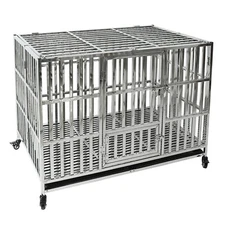 47 inch Heavy Duty Dog Kennel Pet Stainless Steel Crate Cage Stackable
