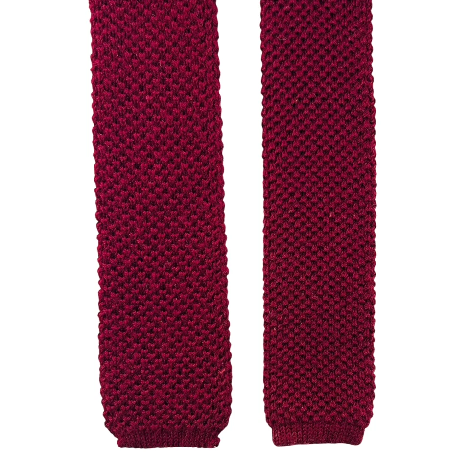 Calcetín ajustado granate extremo cuadrado tejido ganchillo lana italiana de colección 60 x 2,25" Foto 2 de 2