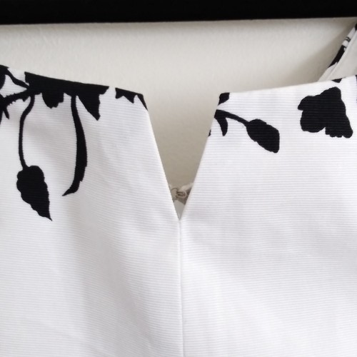 White House Black Market Lined Cotton White/Black Floral Dress Women Size 6 New - Picture 7 of 15