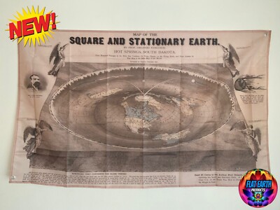 Flat Earth Flag Map by Orlando Ferguson 1893 Square And Stationary World Realm X