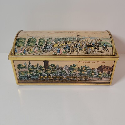 Vintage E. Otto Schmidt Cookie Tin German Domed Top Empty W. Germany 