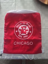 Build-A-Bear Workshop Red Chicago Drawstring Cinch Bag Backback Bag Tote