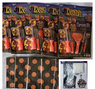 It's a Party!! Pumpkin Masters Carving Kit Lot of 5 Books/4 Napkins/Cupcake Kit