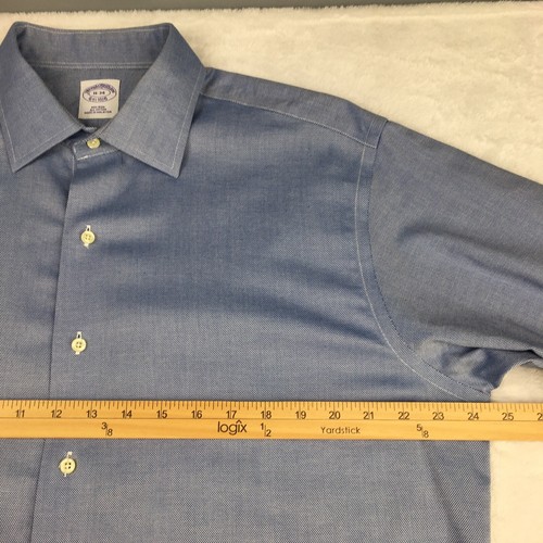 Brooks Brothers Shirt Mens 16-34 Blue Non Iron Purple Label Long Sleeves - Picture 8 of 10