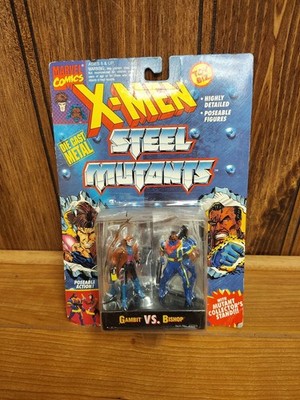 X-Men Steel Mutants Gambit vs Bishop Figures Vintage 1994 Diecast Damaged Box 