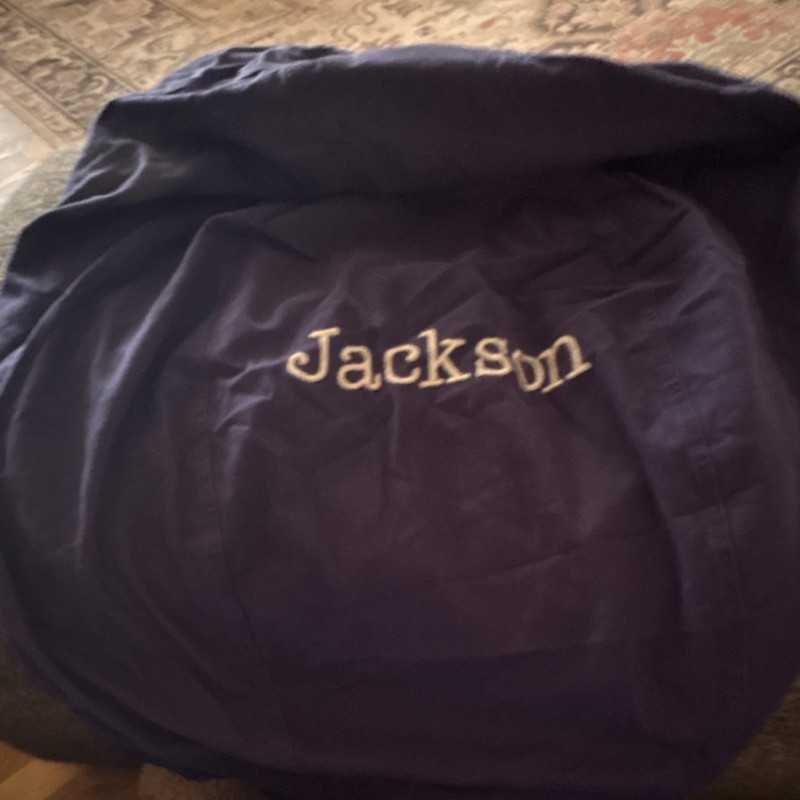 Pottery Barn Kids Personalized Dark Blue Beanbag Zippered Cover - Jackson 