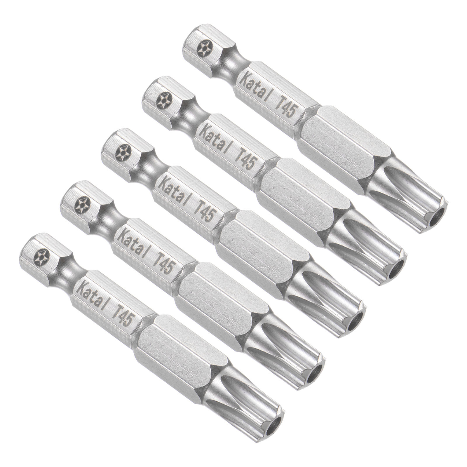 5PCS Magnetic T45 Torx Bits 1/4 Inch Shank 2 Inch Tamper Proof Star Driver Set
