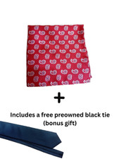 100 Silk Red Paisley Pocket Square Hand Made  Free Tie Gift