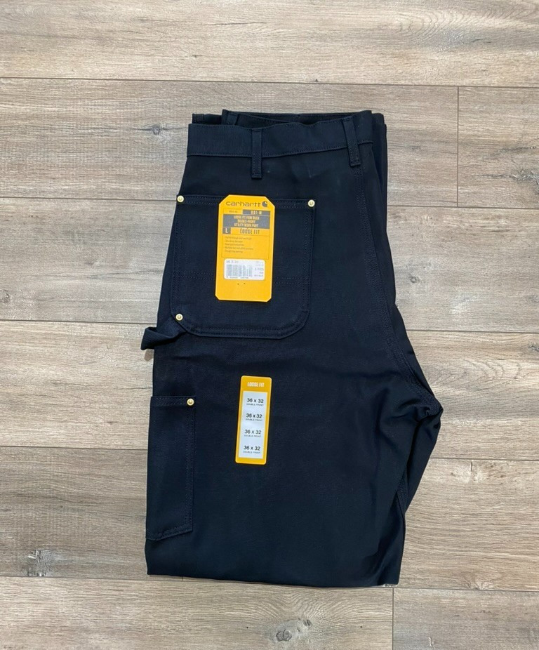 Carhartt B-01 Mens 36x32 Duck Double-Front Knee Black Work Dungaree Pants