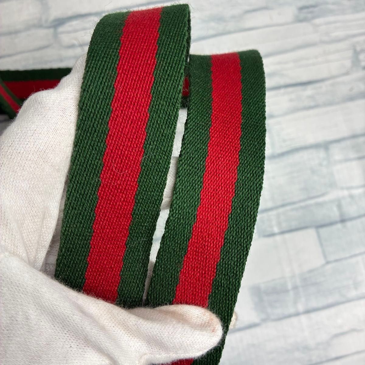 GUCCI GG Tote Bag Beige PVC Green Red Web Vintage Style Japan F/S USED thumbnail 15