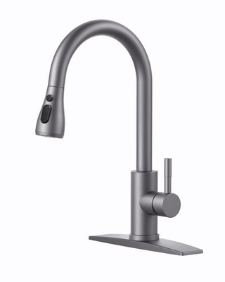 FORIOUS Kitchen Faucet Pull Down Sprayer High Arc Single Handle Stainless Steel