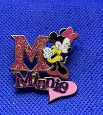 2007 M Is For Minnie Mouse Glitter Pin On Pin Hinged Disney Trading Pin RARE