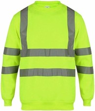 Image of Hi Vis Sweatshirt Fleece Lined High Visibility Reflective Safety Work Jumper Men