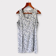Next Vintage 90s Dress Fit Petite 12 Blue Multi Floral Shift Mini Grunge Summer