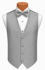 Men's Jean Yves Diamond Silver Tuxedo Vest  Tie Formal Adjustable Fullback