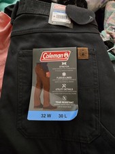 Coleman Pants Mens 32X30 LINED Phantom grey Tear Resistant Utility Stretch NWT