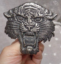 COUGAR LION PANTHER Cat Silvertone Metal Belt Buckle 3.5" L x 3.25" H