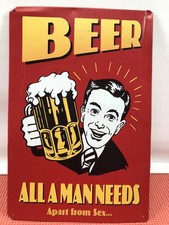 8" x 12" Metal Tin Funny Bar Sign Beer Sign Decor Man Cave Red Yellow