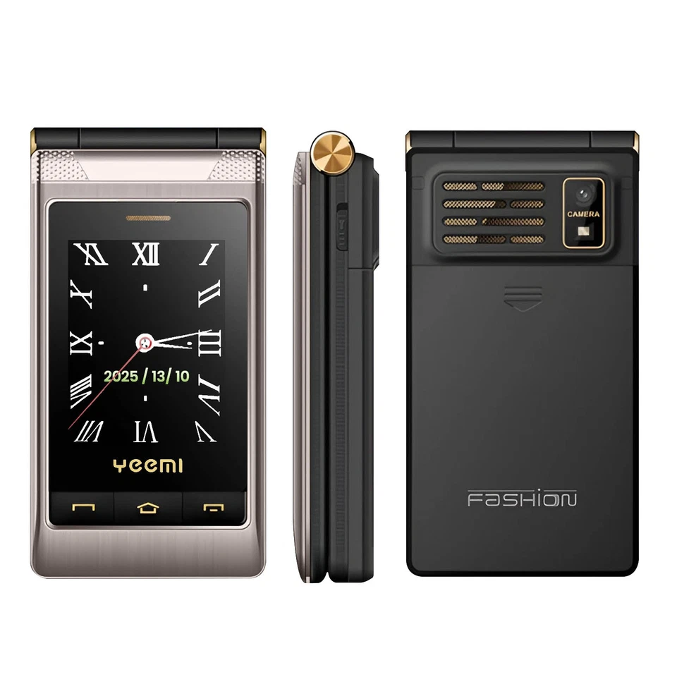 Avizar, Telefono a conchiglia Doppio schermo Dual SIM, Argento - Immagine 2 di 4