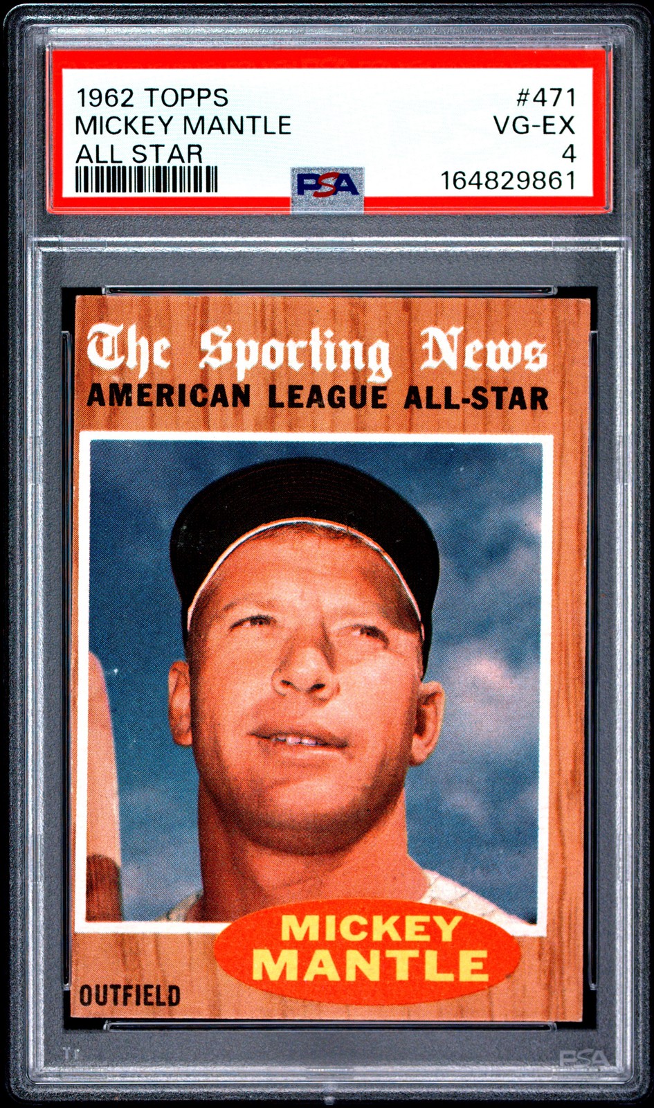 1962 TOPPS ALL STAR #471 MICKEY MANTLE PSA 4 view 1