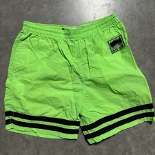 Vintage 90s Surf Gear Neon Green Nylon Swim Board Shorts Lined Size XL 80s
