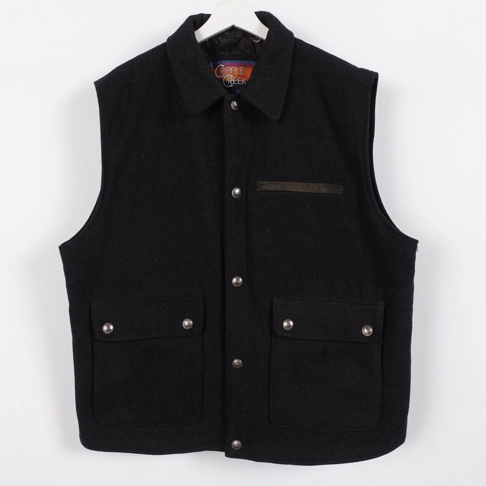 Cripple Creek Melton Vest Men 2XL Brown Western Wool Snap Cowboy Rodeo Ranch