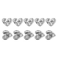 10X MetallknöPfe FüR Handarbeiten, 14Mm Herzform, Silber