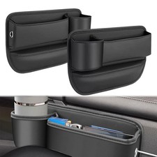 Car Seat Gap Filler Organizer with Cup Holder, 2 Pack Adjustable Leather Car ...