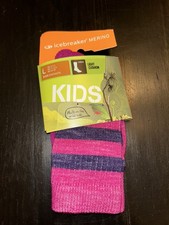 New Icebreaker Kid's Hike Light Crew Socks Large Size 12-1.5 Pink Size Large