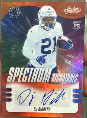 2025 Panini Absolute Autographed DJ Giddens RC Red 23 /75