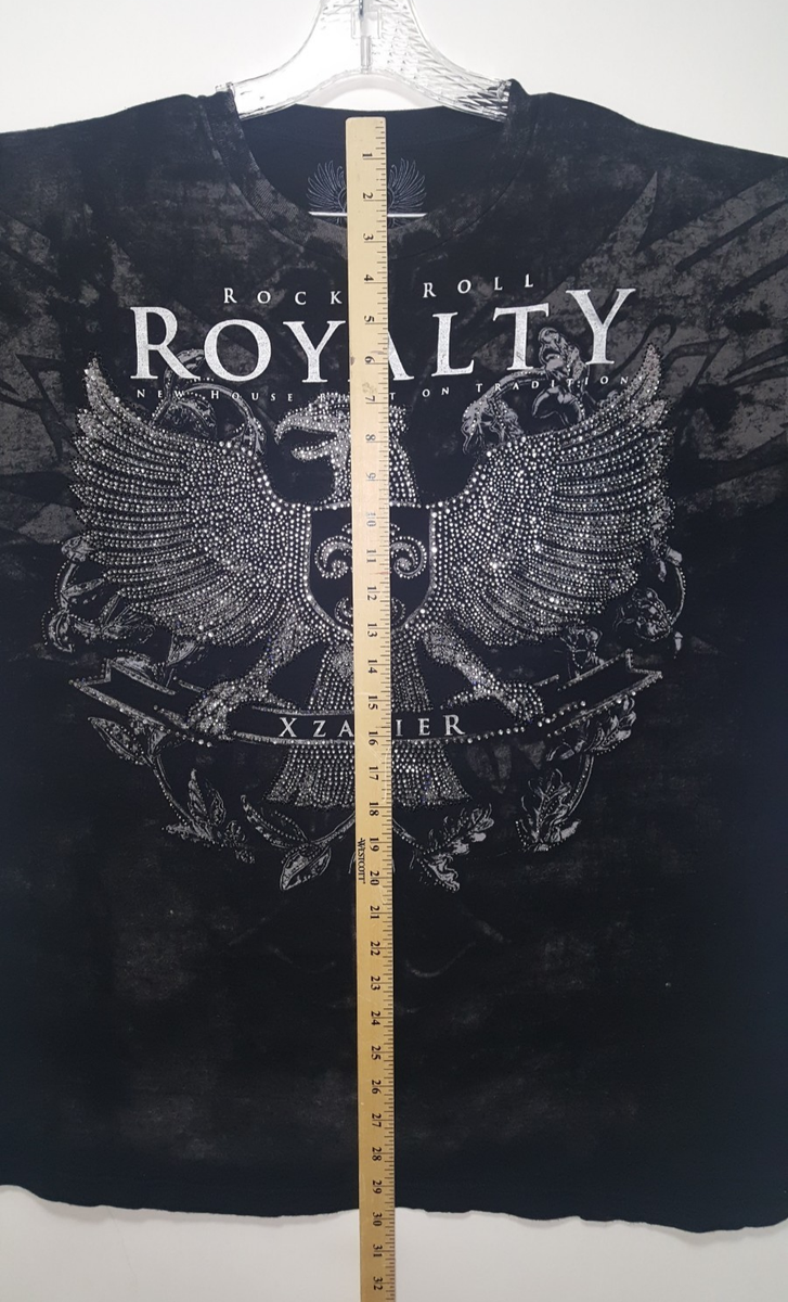 XZAVIER AXR Rock & Roll Royalty Black With Rhinestone T Shirt Size