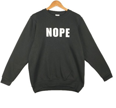 Nope Pullover Sweatshirt Schwarz  Gr M Grafik Print Unisex Pulli Top