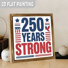4th Of July 250 Years Strong Wooden Plaque Patriotic USA Eagle Rustic Wall Art