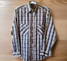 80s Wrangler Western Plaid Button Shirt Mens M Gray Red BLK Metallic Cowboy USA