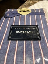1 EURO SHAMS  Americana Red white blue stripes  ANNAPOLIS ~ NIP Tommy Hilfiger